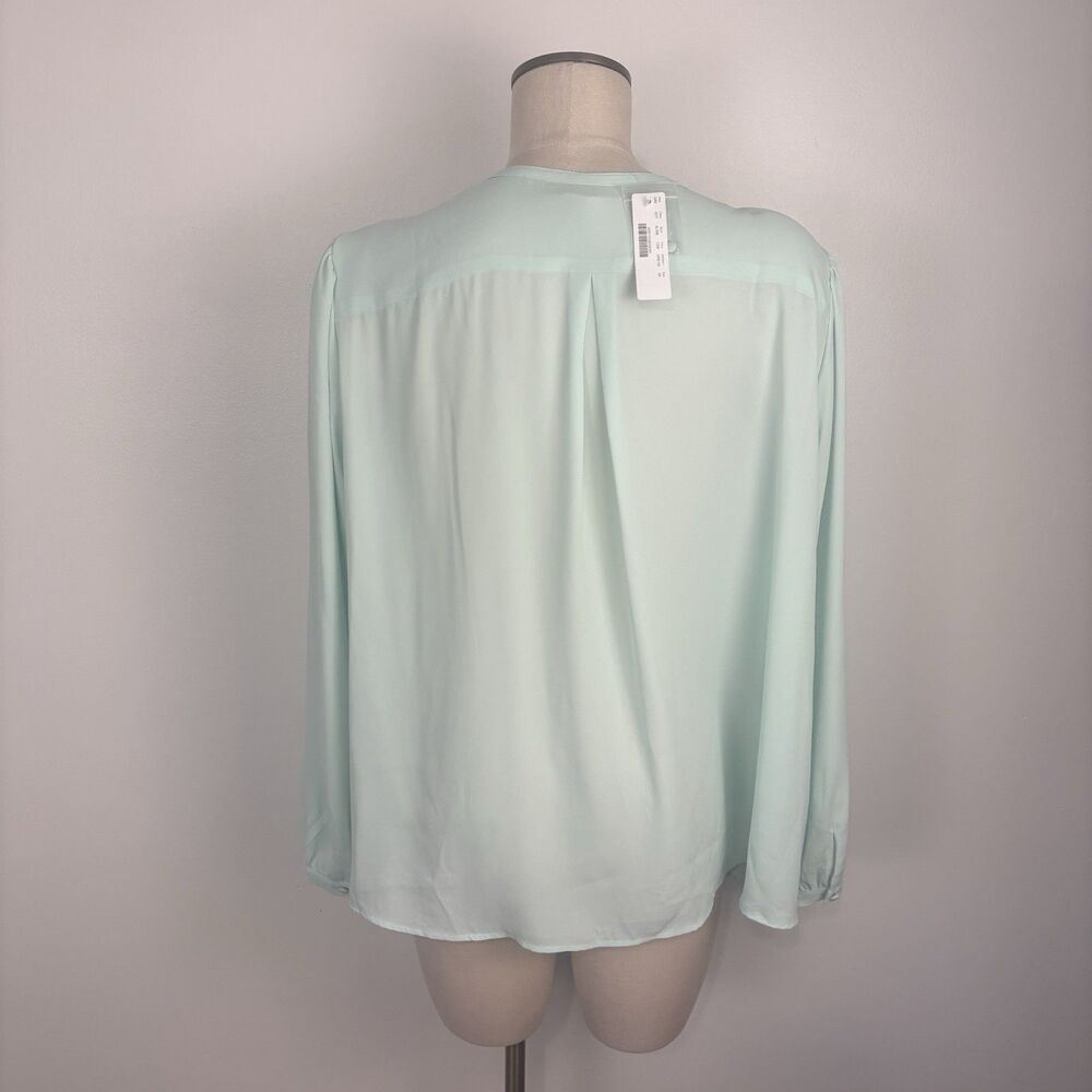 NWT J Crew Womens 3X Long-sleeve Drapey Scalloped Top Blouse Mint Green AL598 - Picture 4 of 9